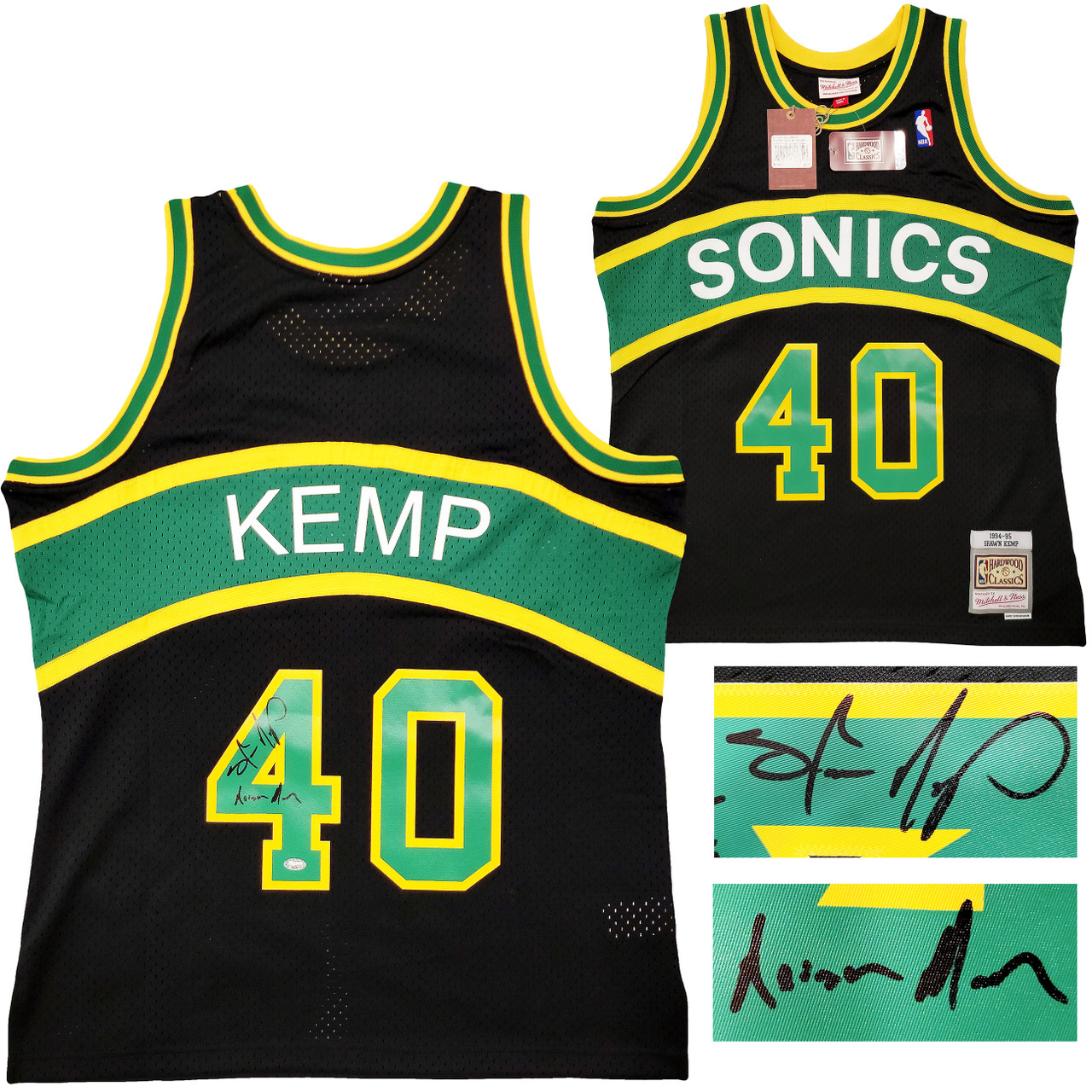 Seattle Supersonics Shawn Kemp Autographed Green Jersey MCS Holo