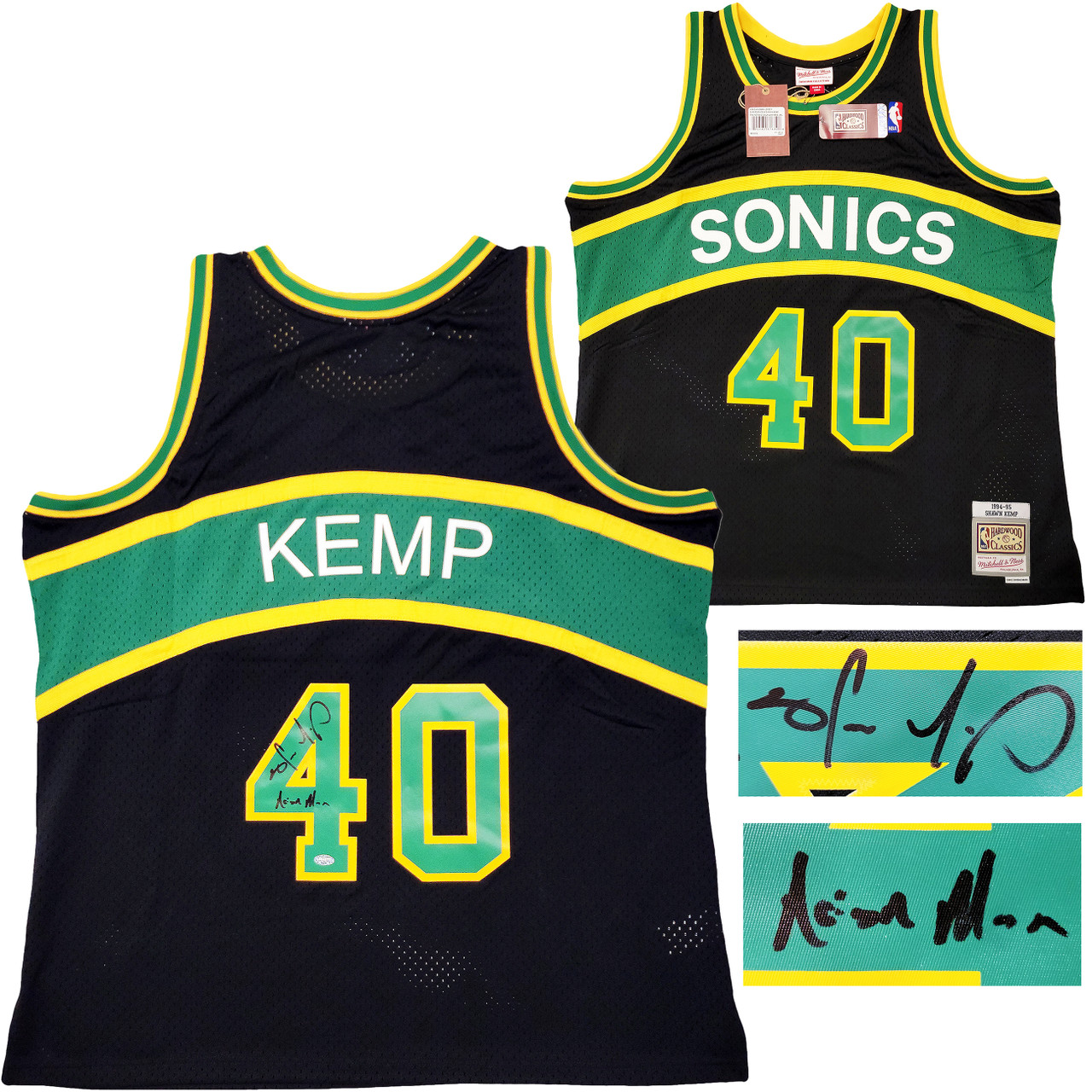 Seattle Supersonics Shawn Kemp Autographed Black Authentic Mitchell & Ness  Hardwood Classics Swingman Jersey Size XXL Reign Man MCS Holo Stock  #203431