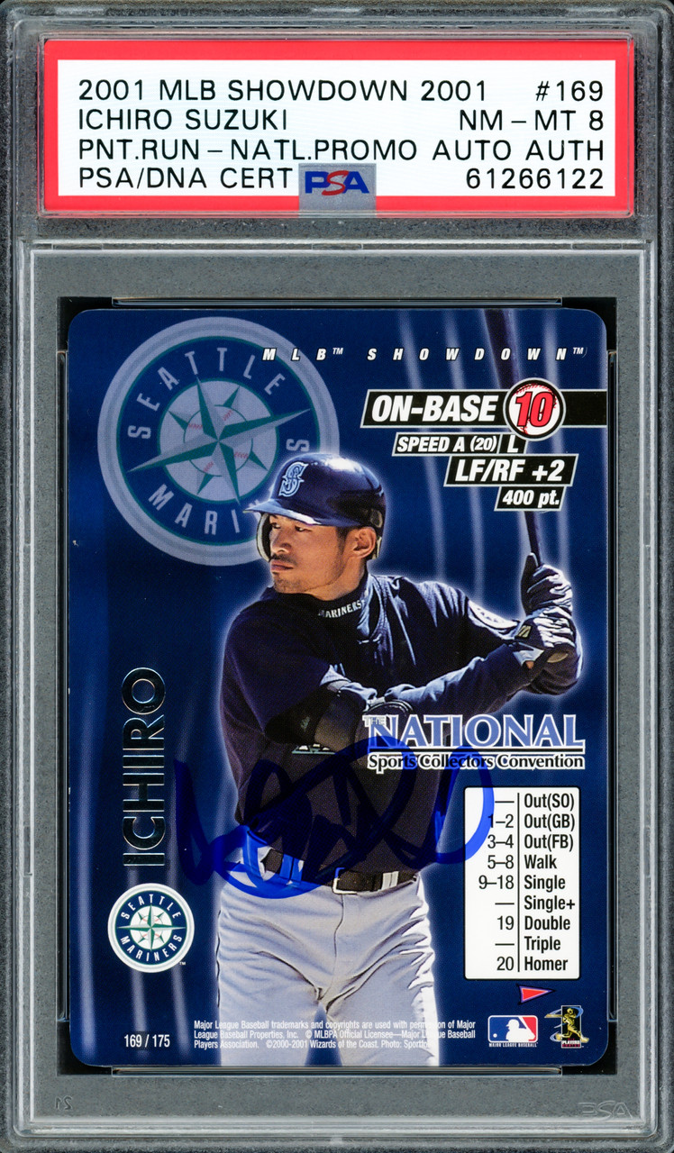 Ichiro Suzuki Autographed 2001 MLB Showdown National Promo Rookie Card #169  Seattle Mariners PSA 8 PSA/DNA #61266122
