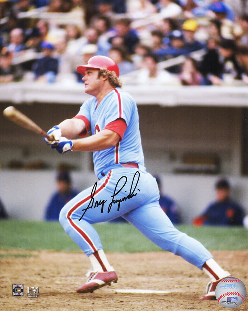 Greg Luzinski Signed Philadelphia Phillies Swinging Action 8x10 Photo -  Schwartz Authenticated