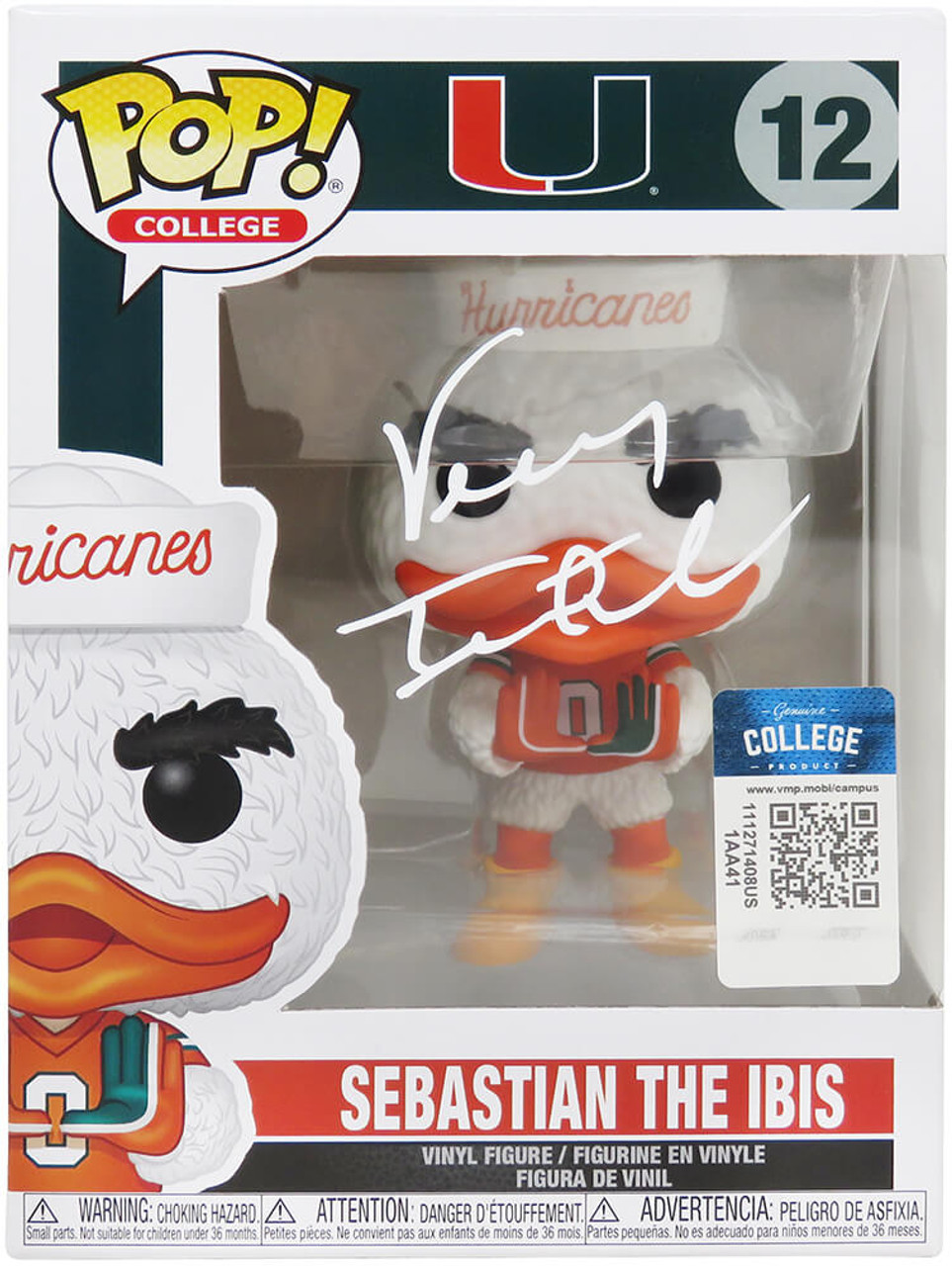 Vinny Testaverde Signed Miami Hurricanes NCAA Mascot Funko Pop Doll #12 -  Schwartz Authenticated