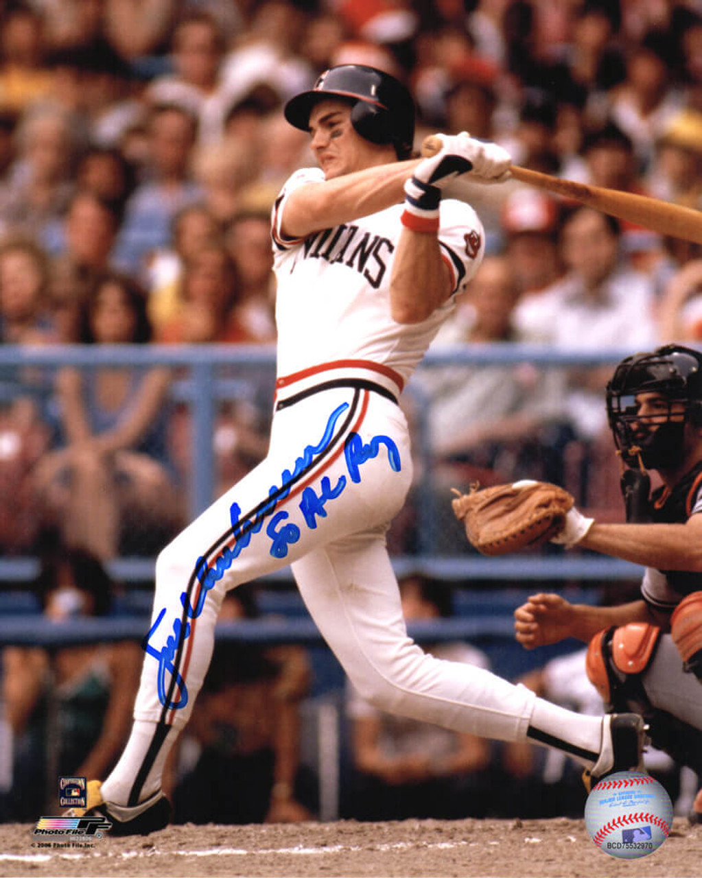 Joe Charboneau Signed Indians Swinging Grey Jersey Action 8x10 Photo w/1980  AL ROY