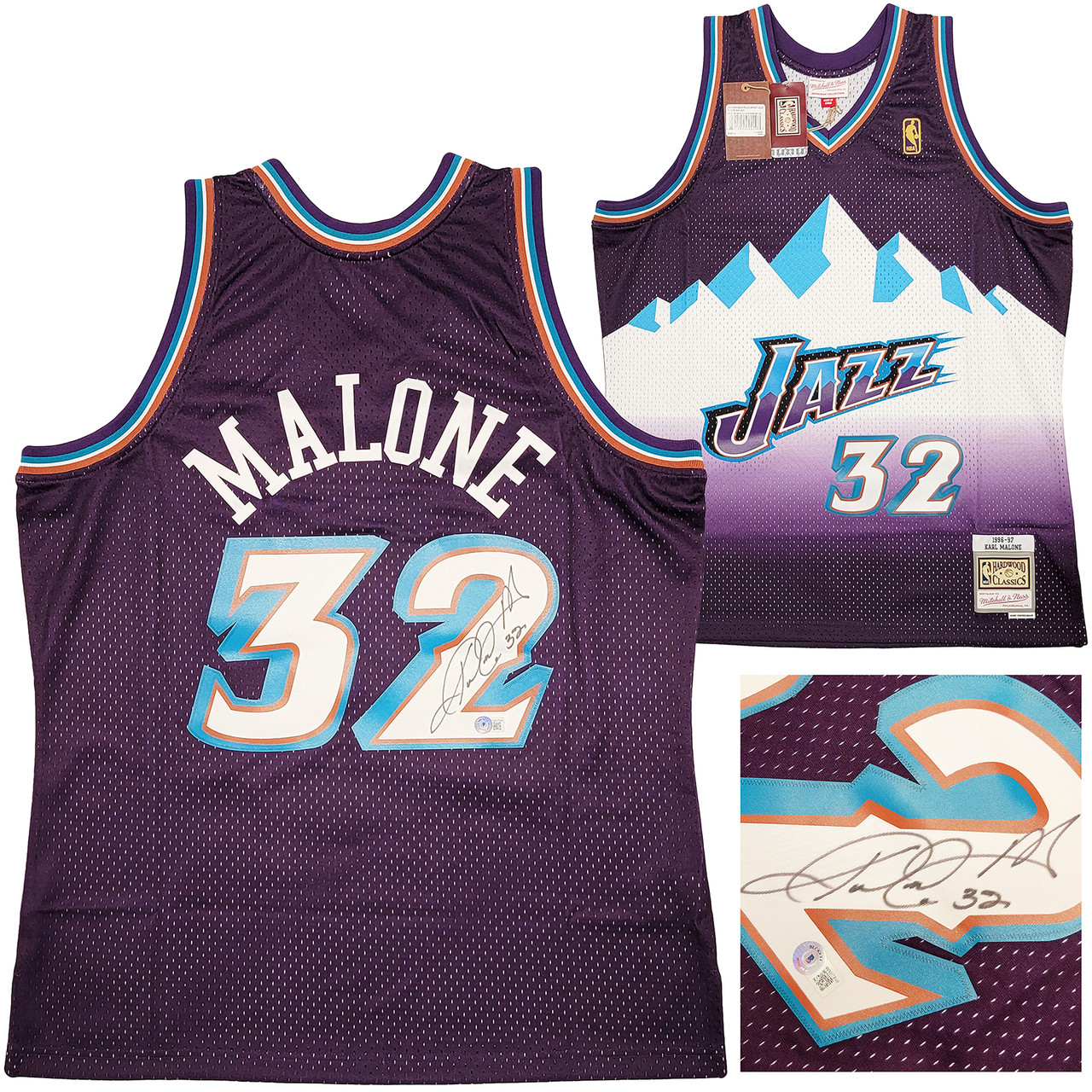Men's Mitchell & Ness Karl Malone Blue Utah Jazz 1996-97 Hardwood