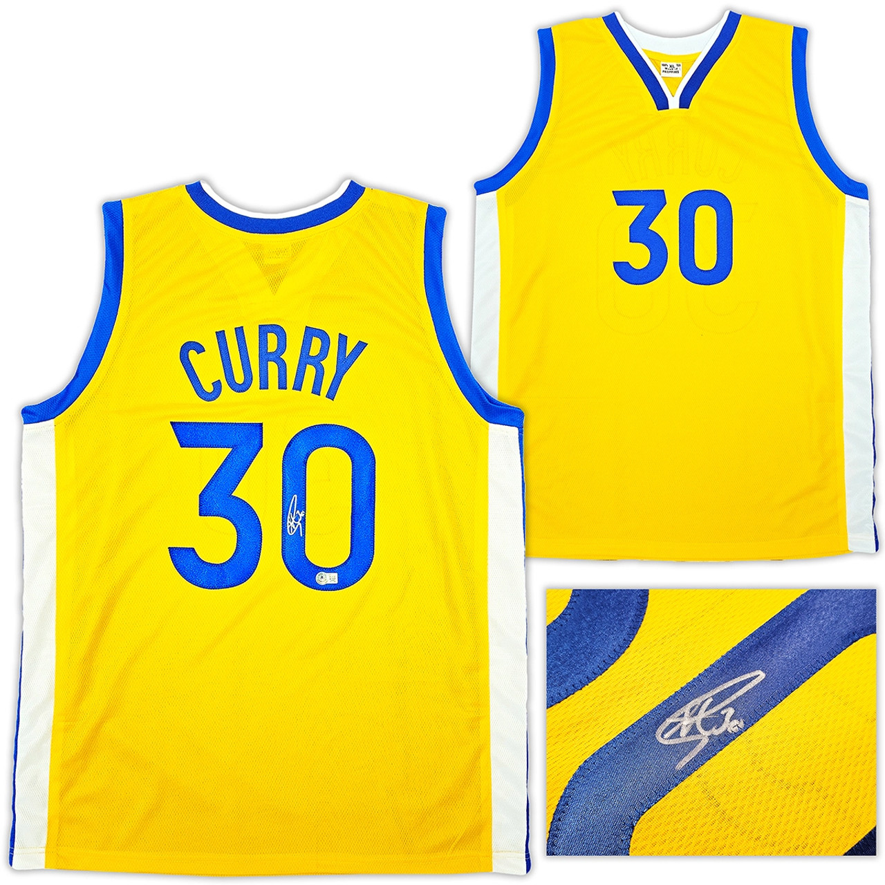 Golden State Warriors Stephen Curry Autographed Yellow Jersey