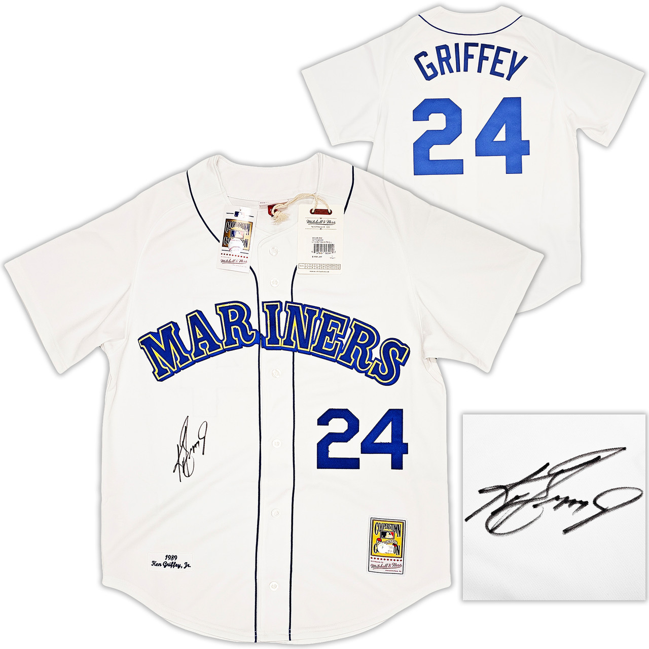 Seattle Mariners Ken Griffey Jr. Autographed White Authentic Mitchell &  Ness 1989 Authentic Cooperstown Collection Jersey Size L Beckett BAS  Witness Stock #212479