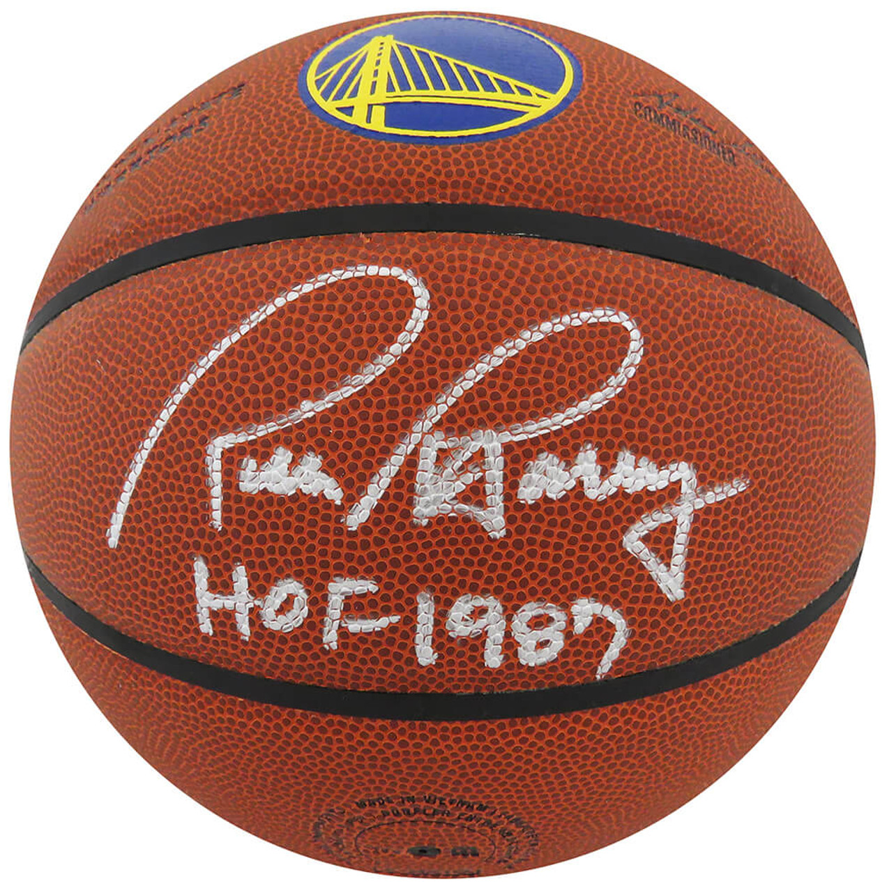 Autographed/Signed Rick Barry Golden State Yellow Basketball