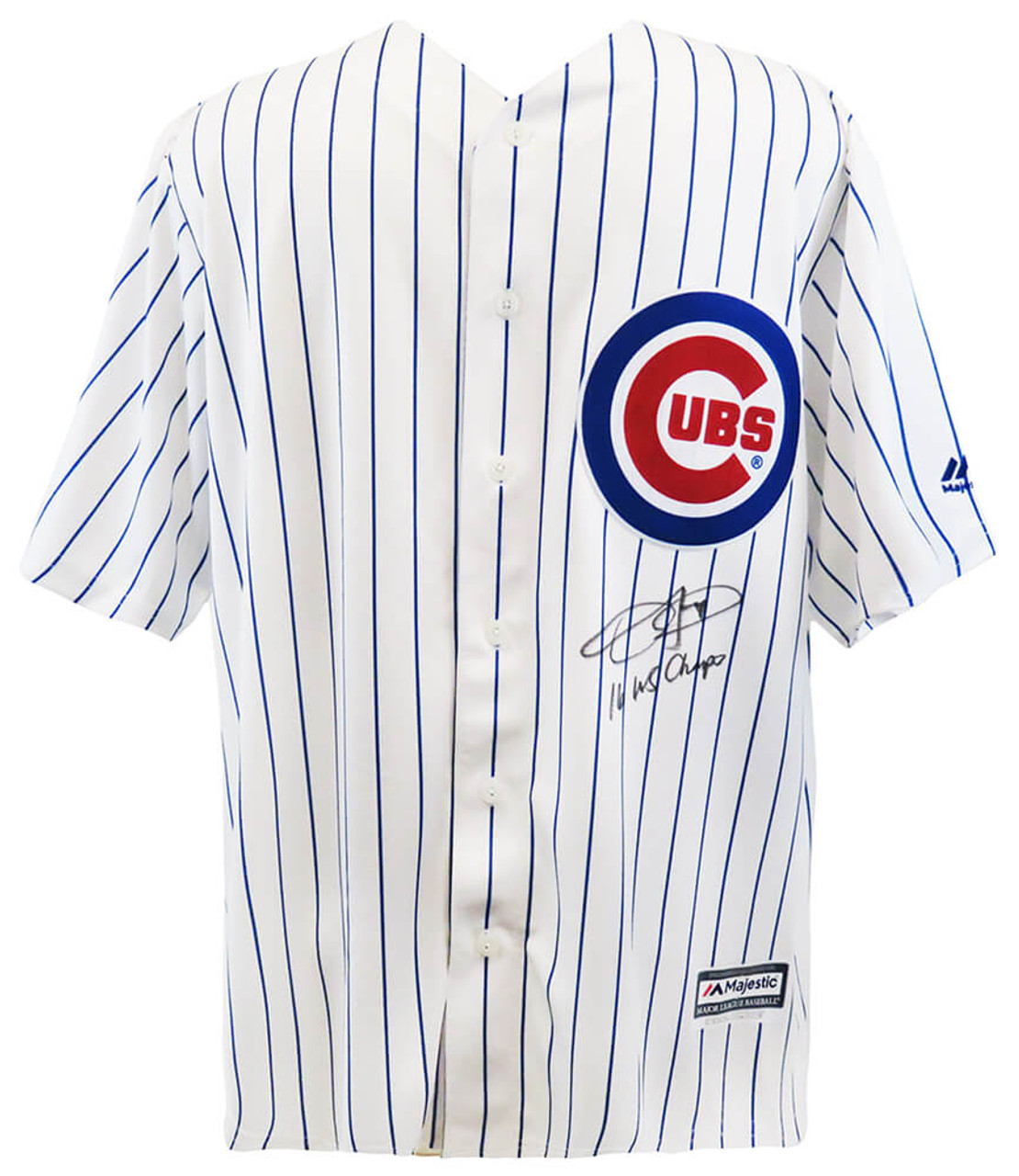 Dexter Fowler Signed Chicago Cubs White Pinstripe Majestic Replica