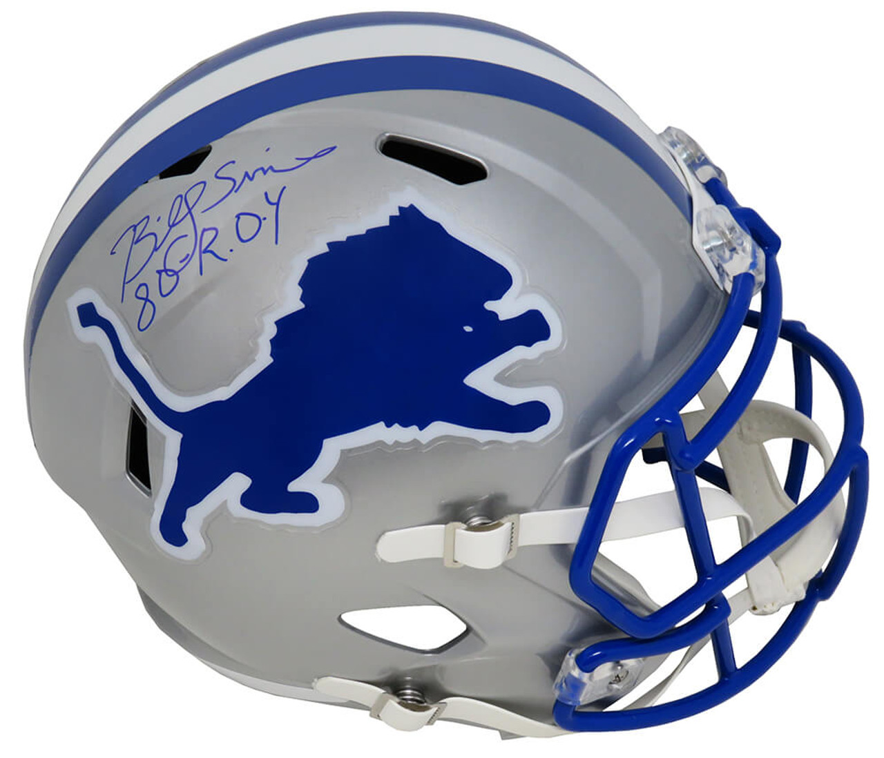 Billy Sims Signed Detroit Lions Throwback Riddell Full Size Speed Helmet  w/80 ROY - Schwartz Authenticated