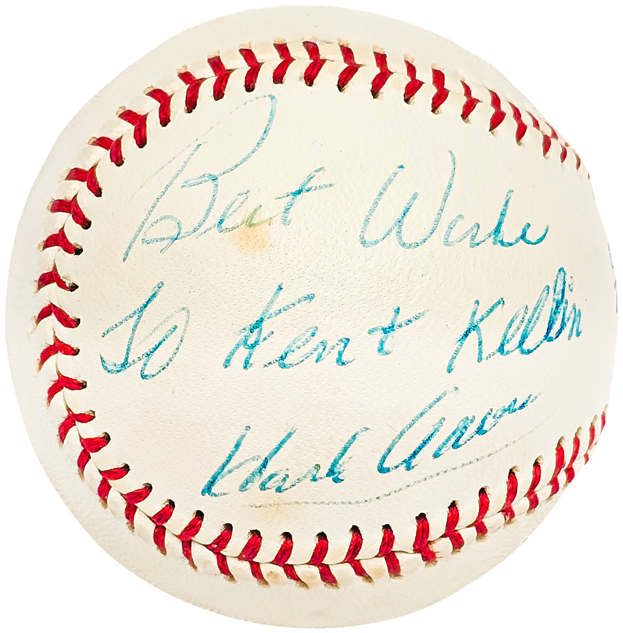 Hank Aaron Autographed Vintage Baseball Inscribed Best Wishes