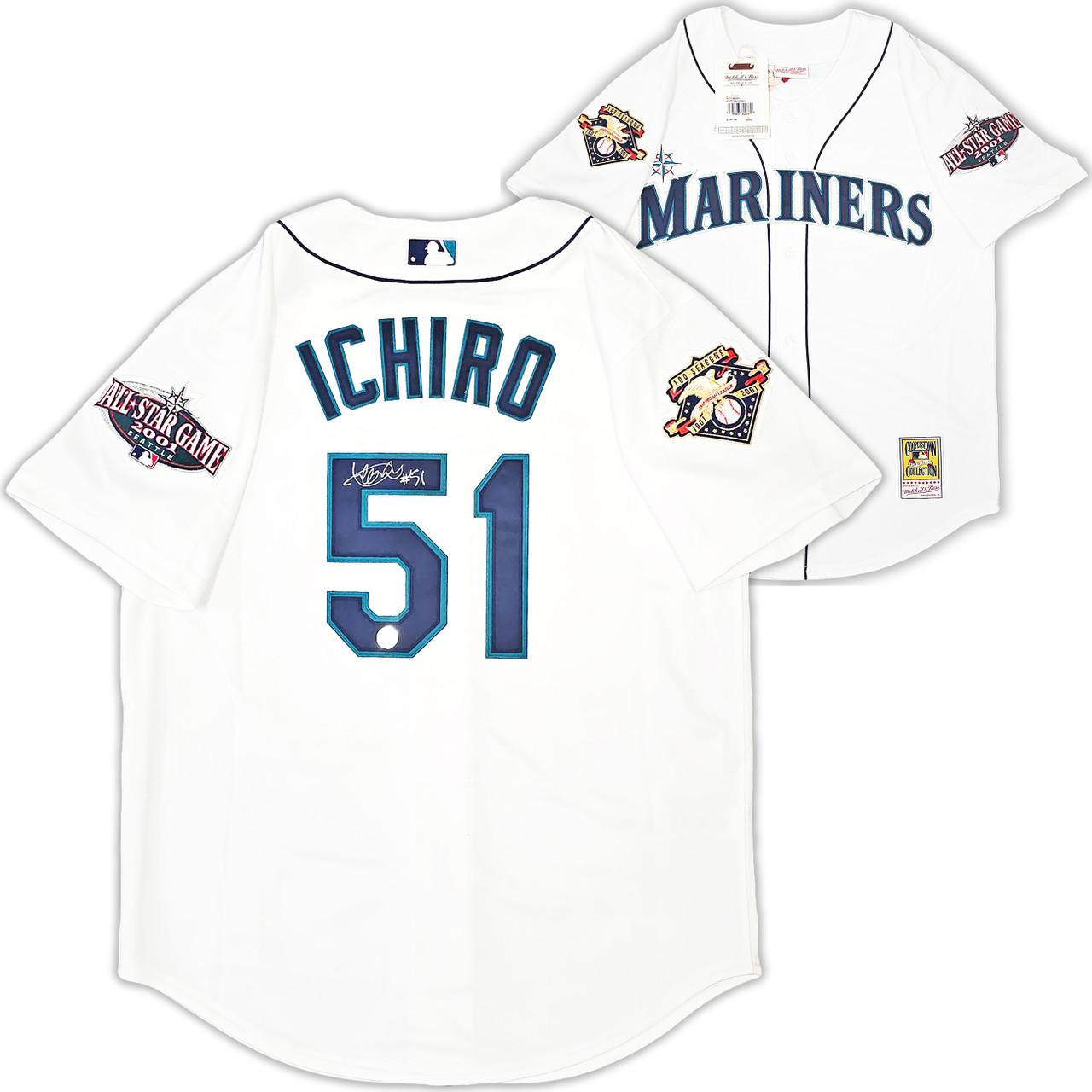 2001 Seattle Mariners Ichiro Suzuki #51 Authentic White Jersey 100th  Seasons &