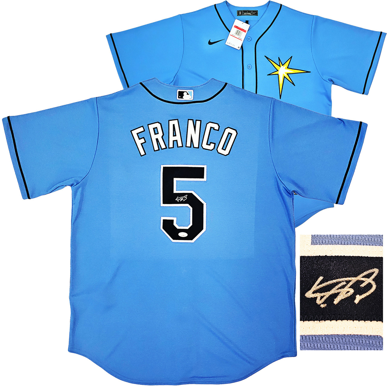 Tampa Bay Rays Wander Franco Autographed Blue Nike Jersey Size L JSA Stock  #218685