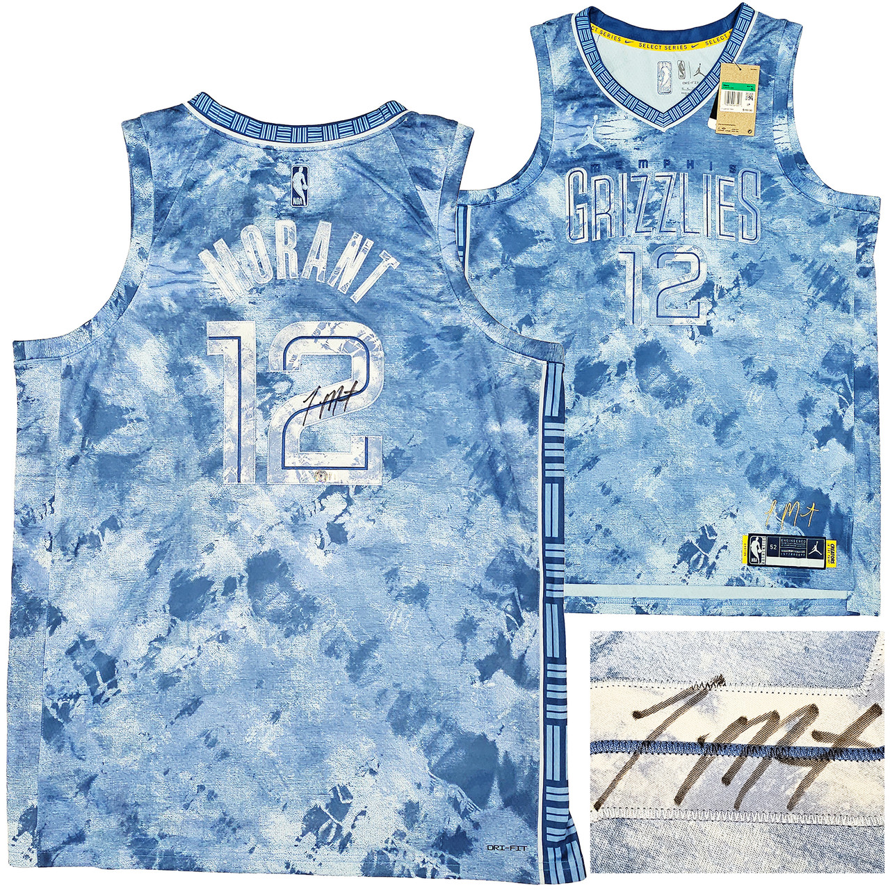 Memphis Grizzlies Ja Morant Autographed Blue Retro Brand Jersey Size XL  Beckett BAS QR Stock #210857