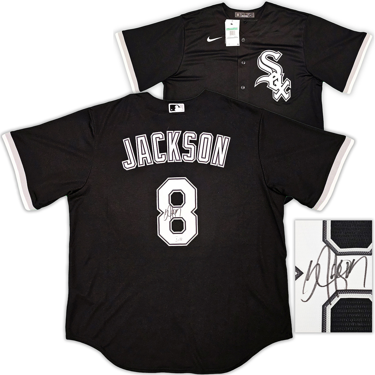 Chicago White Sox Bo Jackson Autographed Black Nike Jersey Size XL Beckett  BAS Witness Stock #218041