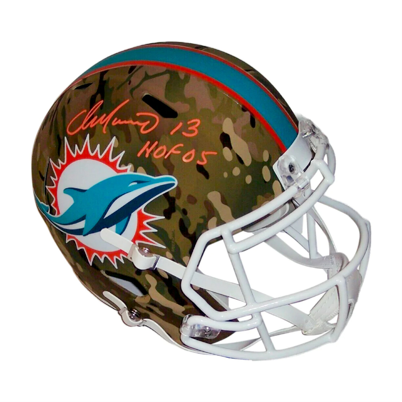 DAN MARINO SIGNED RIDDELL DOLPHINS CAMO SPEED FULL SIZE DELUXE HELMET HOF  05 - Beckett BAS