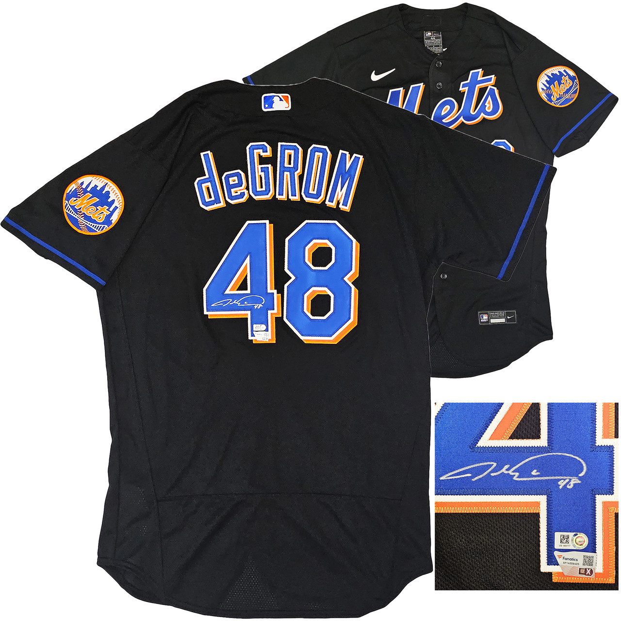 New York Mets Jacob deGrom Autographed Black Nike Authentic