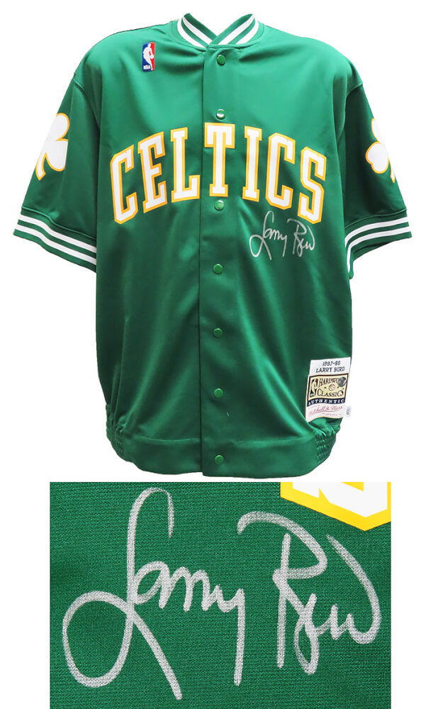 Larry Bird Signed Jacket Boston Celtics Green M&N NBA