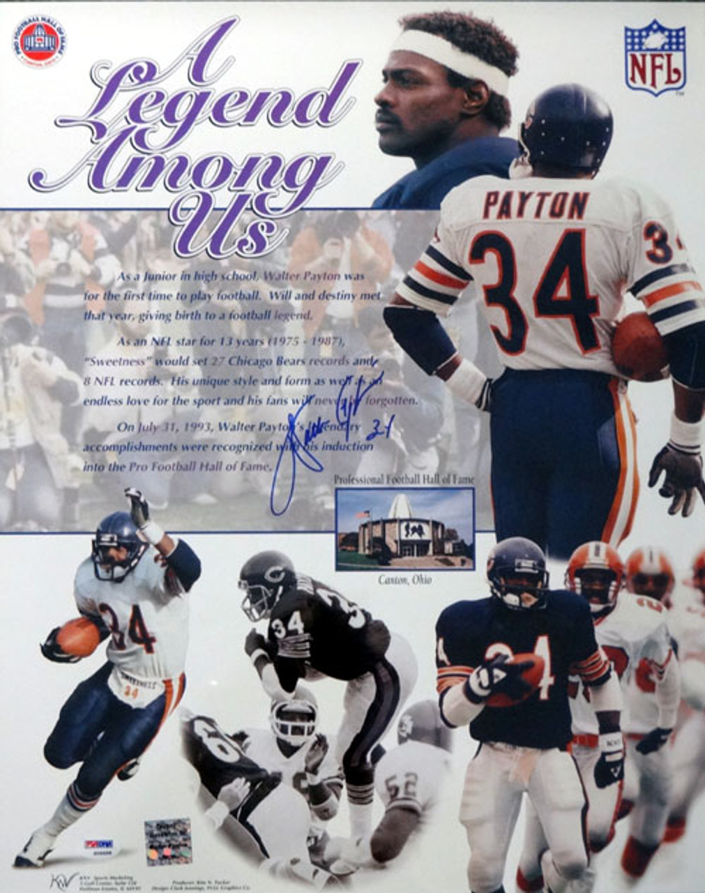 walter payton autographed helmet