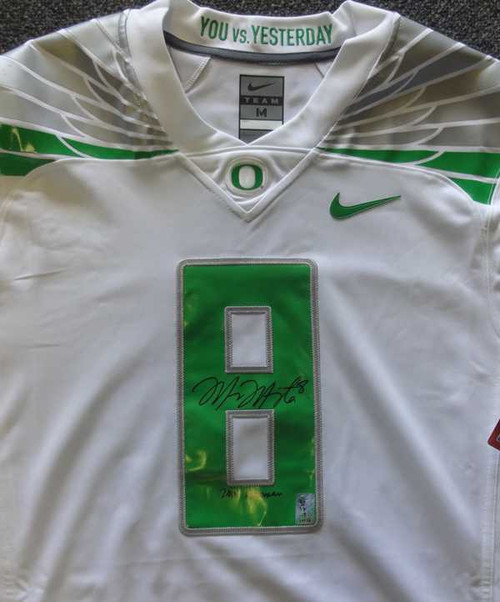 Marcus Mariota Autographed White Nike Jersey Oregon Ducks "2014 Heisman" Size Medium MM Holo