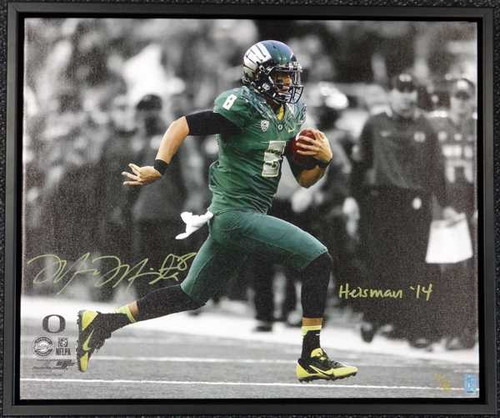 Marcus Mariota Autographed Framed 20x24 Canvas Photo Oregon Ducks "Heisman '14" #/8 MM Holo Stock #91863
