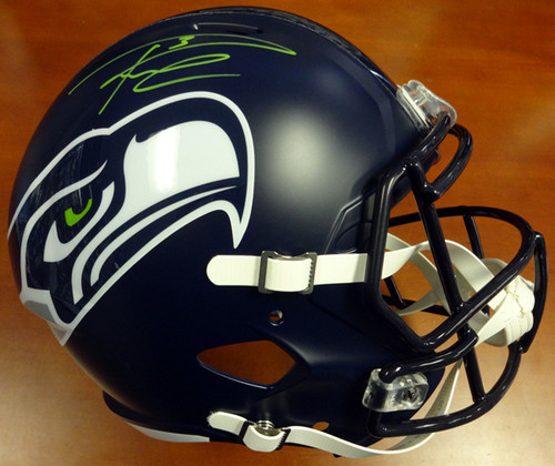 Russell Wilson Autographed Seattle Seahawks Full Size Speed Helmet in Green RW Holo Stock #94105