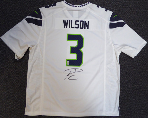 Seattle Seahawks Russell Wilson Autographed Framed Gray Nike Twill