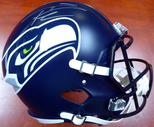 Russell Wilson Autographed Seattle Seahawks Speed Full Size Helmet In Silver - Russell Wilson COA