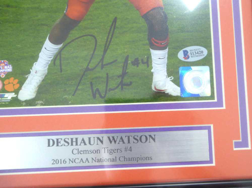 DeShaun Watson Autographed Framed 8x10 Photo Clemson Tigers - Beckett COA