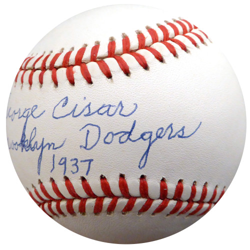 George Cisar Autographed Official NL Baseball Brooklyn Dodgers Brooklyn  Dodgers 1937 Beckett BAS #F26412