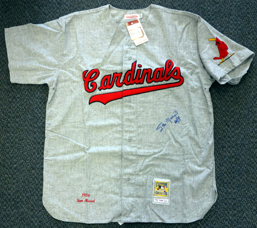 St. Louis Cardinals Stan Musial Autographed Gray Mitchell & Ness Jersey HOF 69 Size 52 PSA/DNA