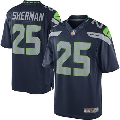 25 RICHARD SHERMAN Seattle Seahawks NFL CB Grey Throwback Jersey