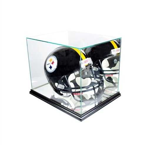 Glass Football Helmet Display Case - Cherry Base