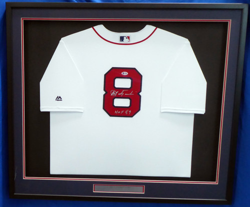 Johnny Bench Autographed HOF 89 & Framed White Reds Jersey