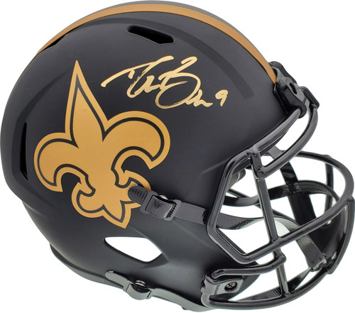 Drew Brees Autographed New Orleans Saints Black Eclipse Full Size Speed Helmet Beckett BAS