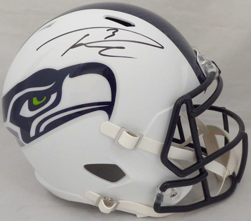 Russell Wilson Autographed Seattle Seahawks Flat Matte White Full Size Speed Helmet RW Holo
