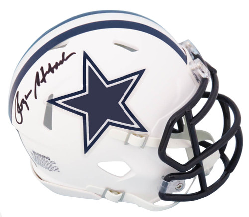 Roger Staubach Signed Dallas Cowboys Flat White Matte Riddell Speed Mini Helmet - Schwartz Authentic