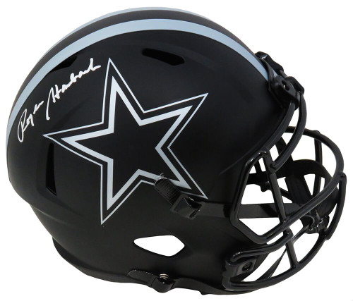 Roger Staubach Signed Dallas Cowboys Eclipse Black Matte Riddell Full Size Speed Helmet - Schwartz Authentic