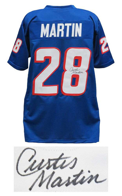 New England Patriots Curtis Martin Signed Blue Throwback Jersey