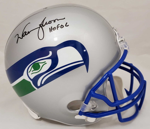 Warren Moon Autographed Seattle Seahawks Full Size Gray Replica Throwback Helmet "HOF 06" MCS Holo Stock #187028