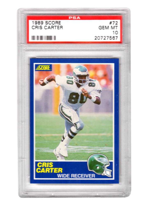 Cris Carter (Philadelphia Eagles) 1989 Score Football #72 RC Rookie Card - PSA 10 GEM MINT