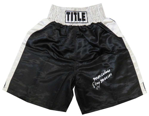 Ray Mercer Signed Title Black With Silver Waist Boxing Trunks w/Merciless