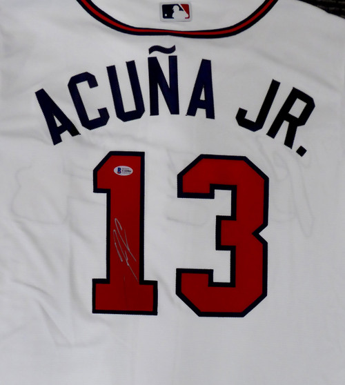 Ronald Acuna Autographed Signed Atlanta Red Nike Full Name Baseball Jersey  - JSA