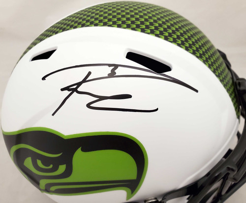 Russell Wilson Autographed Seattle Seahawks White Lunar Eclipse Full Size Speed Helmet RW Holo & Beckett BAS Stock #194002