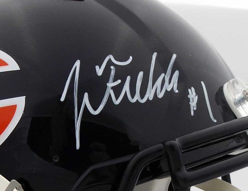 Justin Fields Autographed Chicago Bears Blue Full Size Authentic Speed Helmet Beckett BAS QR Stock #194774