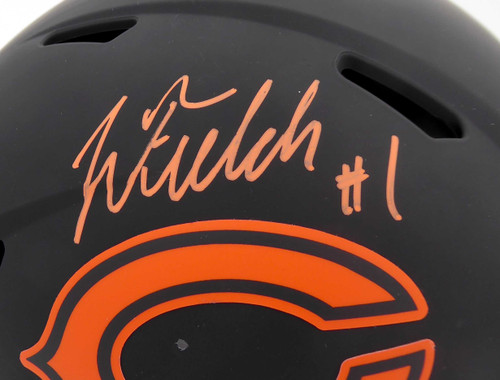 Justin Fields Autographed Chicago Bears Eclipse Black Full Size Authentic Speed Helmet Beckett BAS QR Stock #194775