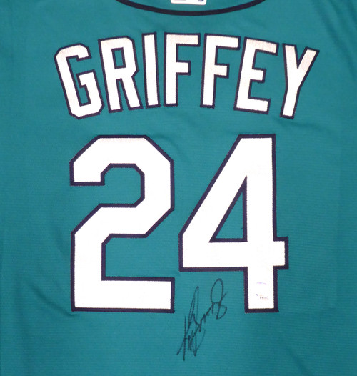 Seattle Mariners Ken Griffey Jr. Autographed Teal Nike Jersey Size L  Beckett BAS Witness Stock #212481