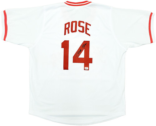 Pete Rose Autographed Cincinnati Reds 1975 Mitchell & Ness Gray Authentic  Jersey W/ 4 Inscriptions Beckett Witnessed