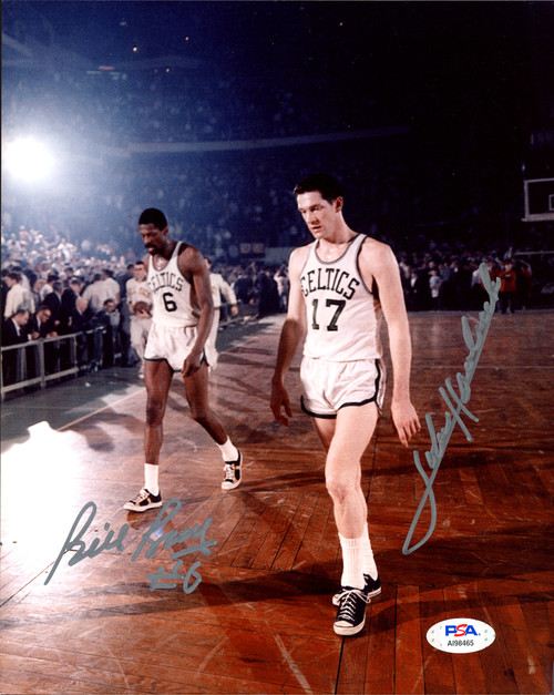 Boston Celtics Bill Russell Autographed Framed Green Jersey JSA Stock  #206951