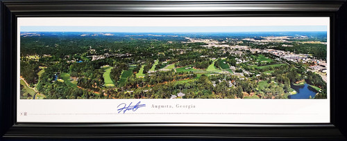 Hideki Matsuyama Autographed Framed 12x36 Panoramic Photo Augusta 2021 Masters Beckett BAS Stock #201283
