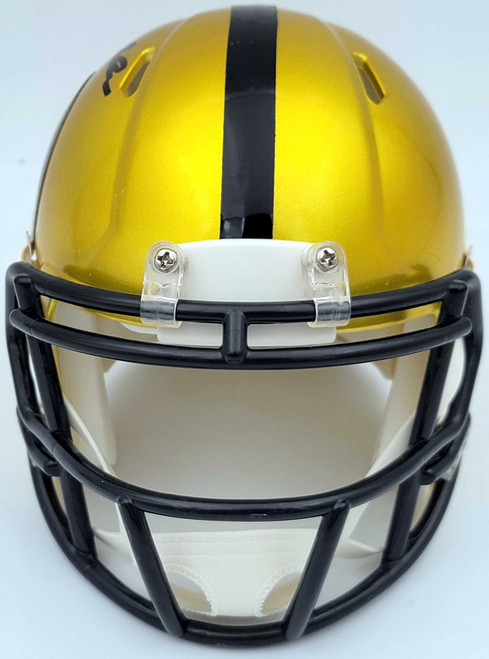 Terry Bradshaw Autographed Pittsburgh Steelers Flash Yellow Mini Helmet Beckett BAS QR
