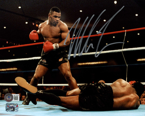 Mike Tyson Autographed 8x10 Photo Standing Over Berbick Beckett BAS
